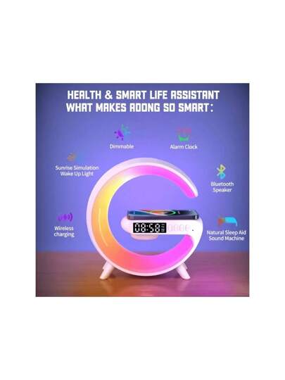 سماعة بلوتوث G63 اللاسلكية، شاحن السلكي، ساعة منبه صوتية ذكية مع إضاءة ليلية، مناسبة للسرير وطاولة المكتب، هدية لكل من الأطفال والبالغين