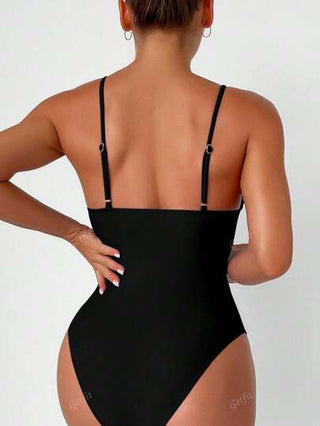 مايوه حريمي قطعة واحدة ملابس السباحة قطعة واحدة للنساء بأكتاف رفيعة، عالية الخصر، قطع حماية للبطن ذات رقبة على شكل V، مناسبة للشاطئ والعطلات ، باتجاهات بوهيمية، هيبي