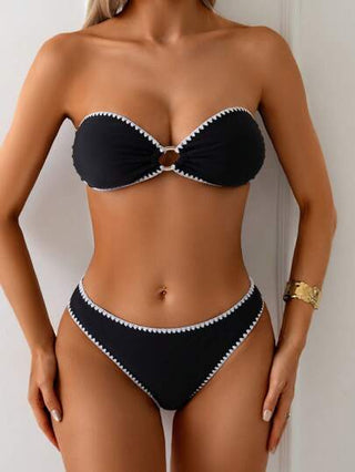 طقم تانكيني حريمي Swim Basics طقم تانكينى (توب وسروال قصير) نسائى بطبعة زهور سوداء