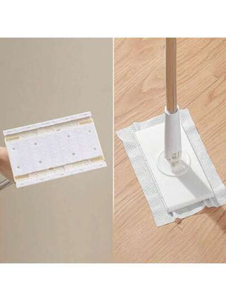 مسح آلي متعدد الاستخدامات مع قماش التنظيف القابل للاستبدال، أداة تنظيف منزلية محمولة برأس قابل للدوران 360 درجة وتصميم مقبض دفع-سحب، مناسب لتنظيف المطبخ والحمام باستخدام المناديل المبللة المختلفة والمناشف