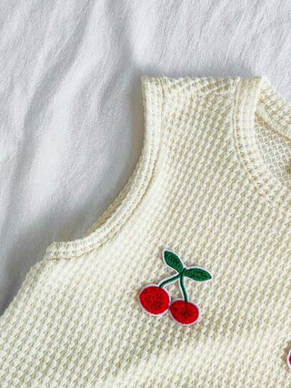 ملابس بناتي Vintaside Kids طقم توب كاميسول مزين بالكرز + تنورة جينز صغيرة للفتيات المراهقات ، طقم توب كاميسول بنقشة أناناس منفذ تصميم مصنوع من قماش صيفي + تنورة جينز كاجوال ومتعددة الاستخدامات