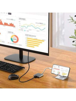 محول نوع C إلى HDTV 3 في 1، إخراج 4K HDTV، شحن سريع PD 100W نوع C، محول نقل بيانات USB 3.0