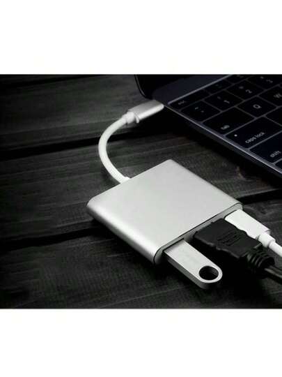 محول نوع C إلى HDTV 3 في 1، إخراج 4K HDTV، شحن سريع PD 100W نوع C، محول نقل بيانات USB 3.0