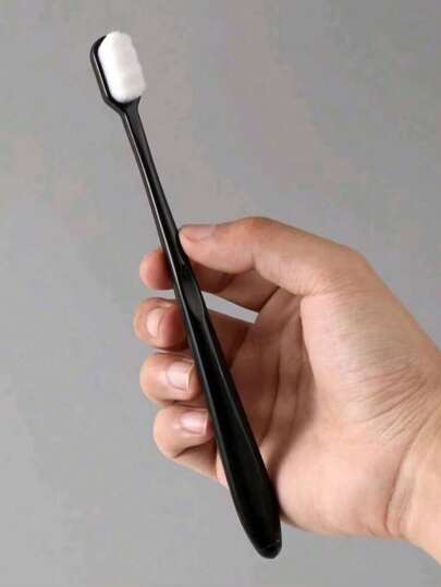 1/5 فرشاة أسنان ناعمة ذات فراء أسود، فرشاة أسنان لحاملي تقويم الأسنان، فرشاة أسنان محمولة لتنظيف كامل الأسنان