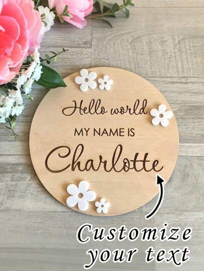 1 لوحة إعلان ميلاد طفل حديث الولادة، لوحة خشبية لاسم الطفل، مستلزمات تذكارية للطفل، دعامة للصور لحفلة استحمام الطفل/للبنات والأولاد، هدايا عيد الفصح