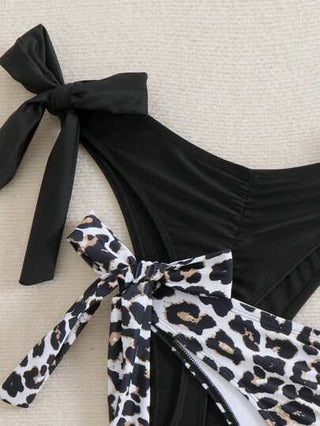 SHEIN Swim Curve مجموعة من 2 قطعة سوداء ولبوردي مقاس كبير من بيكيني سفلي بتصميم متموج وجانب مربوط ، بادي بحري صيفي