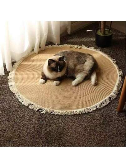 سجادة بوهيمية ذات شراريب - سجادة ناعمة مضادة للانزلاق بشرابات للغرفة المعيشة وغرفة النوم، سجادة بوهو خفيفة الوزن (قطر 31.5 بوصة/17.72 بوصة/15.75 بوصة، بيج)