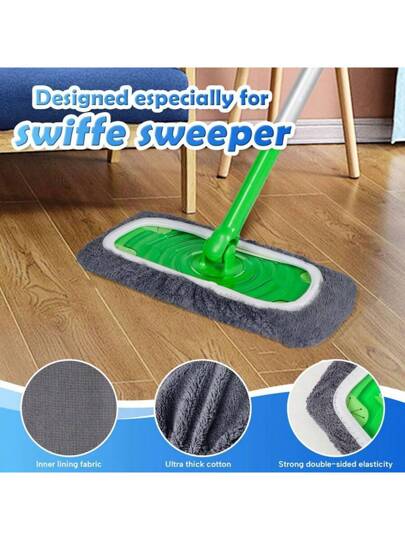 2 قطعة/4 قطع من أغطية المساحات القابلة لإعادة الاستخدام الفاخرة: قابلة للغسيل، متينة، قوية الامتصاص للرطب والجاف