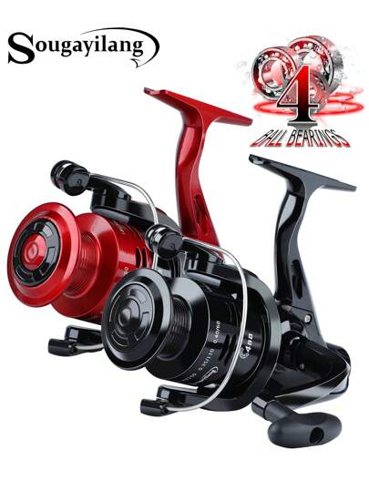 SOUGAYILANG بكرة صيد من سبائك الألومنيوم للاستخدام بالذراع الأيمن والأيسر ، بنسبة تروس 1:5.2، مقاومة للتآكل، بكرة صيد السمك