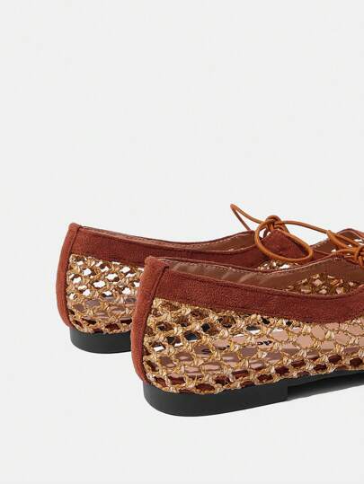 Styleloop حذاء نسائي مسطح أنيق وقابل للتنفس بالكامل مع فيونكة وتصميم مربع للأصابع 2025 طراز عطلة جديد