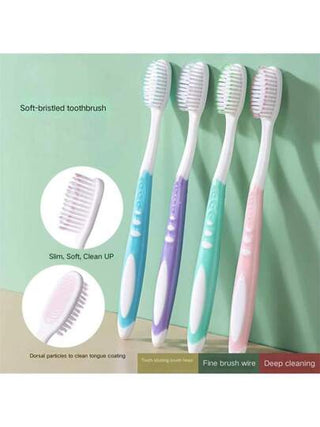 4 قطع/عبوة فرش أسنان يدوية من الفحم الناعم مصنوعة من البامبو ذات شعيرات ناعمة للثنايا، تنظيف عميق للفم، مناسبة للاستخدام اليومي في المنزل