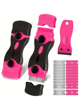 SOKANY 1 مجموعة أدوات تنظيف متعددة الوظائف، منها: ملاية إزالة الغراء، ملاية زجاجية، أداة تلميع السيارات.1 مكشطة ذات رأسين وردية + 10 شفرات معدنية + 10 شفرات بلاستيكية. مناسبة لتنظيف الأرضيات، ملصقات الزجاج، تعقيم المطبخ، فواصل الجمال، ديكور المنزل،...