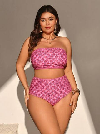 Swim Vcay مجموعة بكيني بمقاسات واسعة ذات طبعة لجميع الأجزاء لعطلة الصيف على الشاطئ