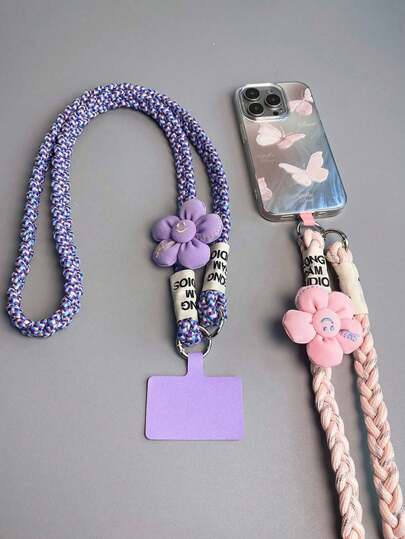 سير هاتف محمول ذو ثلاث خصلات بزهرة عباد الشمس، أنيق للهدايا الخارجية/المشي للأم والعائلة والأصدقاء في المناسبات والأعياد، تميمة هاتف، سلسلة هاتف