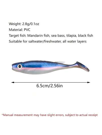 10 قطع / 20 قطعة طعم ناعم ثنائي اللون ذو ذيل T، طعم معدني منعكس لصيد الأسماك البحرية والمياه العذبة مناسب لأسماك السليم والبلاص والمندرين، صالح للاستخدام في المياه المالحة والعذبة