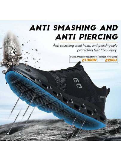 أحذية أمان بنسبة فولاذية للرجال والنساء، خفيفة الوزن، منفذة للهواء، مضادة للكسر والطعن، مريحة للبناء والأعمال الخارجية، أحذية أمان بنسبة فولاذية للرياضة