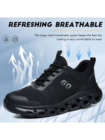 أحذية أمان بنسبة فولاذية للرجال والنساء، خفيفة الوزن، منفذة للهواء، مضادة للكسر والطعن، مريحة للبناء والأعمال الخارجية، أحذية أمان بنسبة فولاذية للرياضة