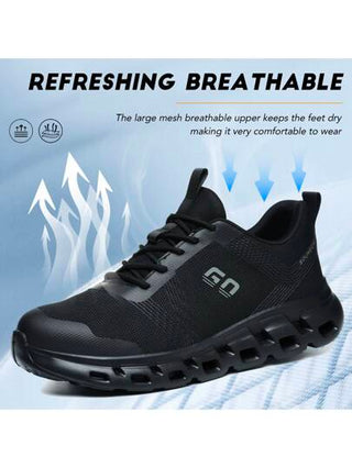 أحذية أمان بنسبة فولاذية للرجال والنساء، خفيفة الوزن، منفذة للهواء، مضادة للكسر والطعن، مريحة للبناء والأعمال الخارجية، أحذية أمان بنسبة فولاذية للرياضة