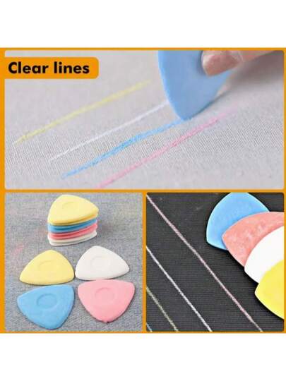 أدوات مكتبية ومدرسية علبة من أقلام الطباشير المثلثة القابلة للمسح الملونة، أدوات الخياطة وملحقات العلامات المناسبة للخياطة، التطريز، الماكياج، التعليم والأنشطة الإبداعية. تتضمن علبة بلاستيكية للتنظيم السهل. ألوان متنوعة، لوازم مدرسية، بداية العام الدراسي