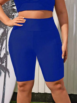 Swim SPRTY بنطلون سباحة من قماش ملون مثبت، مقاس كبير للمرأة، موضة الصيف