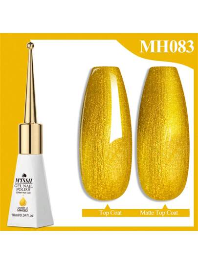 Mtssii 1 قطعة من طلاء الأظافر الهلامي ذو المظهر المعدني الذهبي سعة 10مل، ذو تأثير مرآة معدنية - طويل الأمد، سهل الاستخدام، طلاء أظافر جل نصف دائم "ينقشر بسهولة" بألوان ذهبي وأحمر وأزرق، مناسب لصالونات ومنازل الأظافر والنحت على الأظافر في الصيف