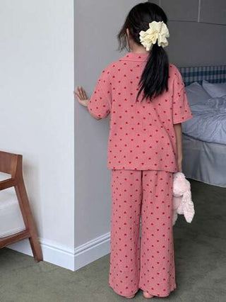 بيجاما DAZY طقم بدلة نوم بقلب للفتيات المراهقات ذو أكمام قصيرة وبنطال