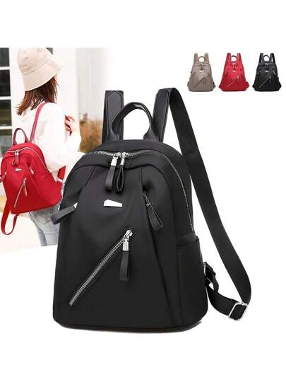 حقيبة ظهر خفيفة الوزن على طراز كلية للنساء، أشرطة قابلة للتعديل، إغلاق بسحاب، بطانة بوليستر، قابلة للغسل بالغسالة، حقيبة كتف يومية للطالبات
