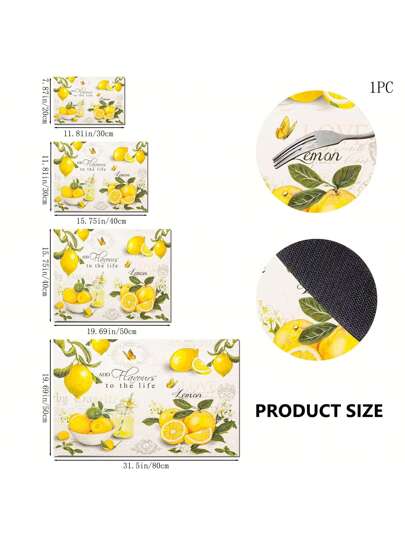 رف تجفيف الصحون 1 قطعة مزين بطباعة الليمون، امتصاص عالي، ديكور للطاولة صالح للربيع والصيف بطبعات زهور وليمون، قابل للغسل وسريع الجفاف ومانع للعفن