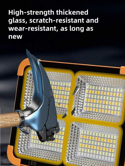 قطعة واحدة ضوء أصفر صغير رباعي الشبكة مقاوم للماء للاستخدام الخارجي، هالوجين شمسي، ضوء معسكر محمول، إضاءة طارئة ليلية لسوق الليل، ضوء LED شمسي بحري، ضوء خيمة، ضوء صيد السمك، ضوء تحذير أحمر وأزرق مناسب للسفر والطوارئ والمخيم وسوق الليل وأعمال الإصلاح