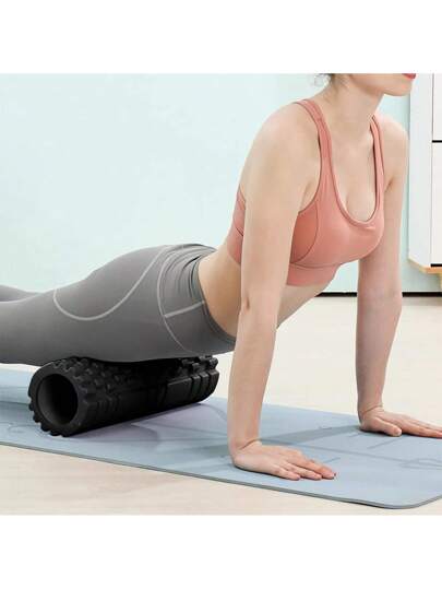 أسطوانة يوجا صغيرة متعددة الوظائف من رغوة EVA - متعددة الكثافات، تصميم مجوف، مناسبة للتدليك وممارسة اليوجا واللياقة البدنية لاسترخاء العضلات، متوفرة باللون الوردي والأزرق والأسود والبنفسجي