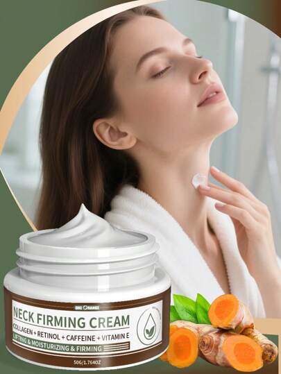 1 قطعة كريم مثبت للرقبة مع الكولاجين + الريتينول + الكافيين + فيتامين E، كريم مضاد للشيخوخة للشد وترطيب البشرة الترهلة، لتقليل التجاعيد والترطيب، 50 جرام / 1.76 أوقية