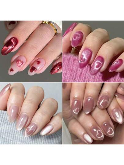 مجموعة 6 قطع مغناطيسي بشكل عين القطة بتصميم قلبي و 1 قطعة سلك حديد على شكل حرف Y بدون مغناطيسية، أدوات وملحقات فن الأظافر المهنية للحصول على تأثير طلاء مغناطيسي DIY، خالٍ من الفورمالديهايد، سهل الاستخدام وطويل الأمد لأظافر بمظهر صالون