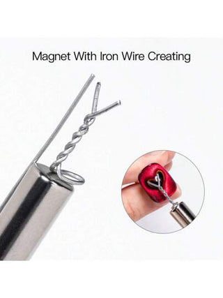 مجموعة 6 قطع مغناطيسي بشكل عين القطة بتصميم قلبي و 1 قطعة سلك حديد على شكل حرف Y بدون مغناطيسية، أدوات وملحقات فن الأظافر المهنية للحصول على تأثير طلاء مغناطيسي DIY، خالٍ من الفورمالديهايد، سهل الاستخدام وطويل الأمد لأظافر بمظهر صالون