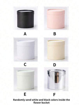 قطعة واحدة علبة تغليف زهرة صغيرة لعيد الأم، اسطوانة زهرة محمولة دائرية، سلة زهور محاطة مع صندوق هدية (يتم إرسال اللونين الأبيض والأسود بشكل عشوائي داخل سلة الزهور)