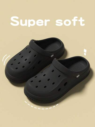 صندل شاطئ أنيق ومفتوح للرجال ذو لون أحادي بتصميم بسيط للموضة والخارج، أحذية داخلية للأزواج كاجوال بفتحات