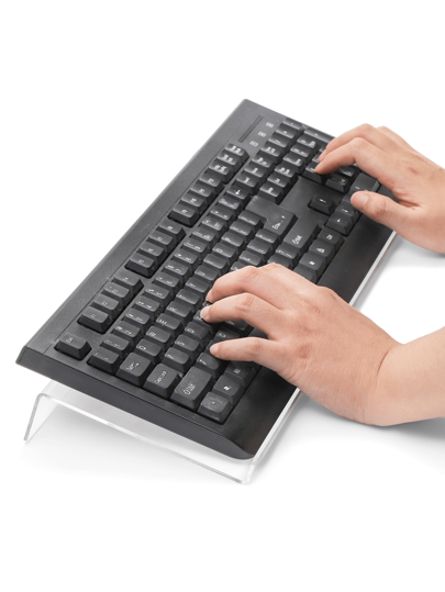 أثاث مكتبي 1 قطعة حامل مائل من الأكريليك لوحة مفاتيح الكمبيوتر، حامل طبق لوحة المفاتيح الارجونومي للمكتب المنزلي والمدرسة