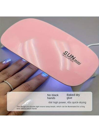 جهاز مجفف أظافر صغير ب 6 مصابيح - لمبة أظافر LED/UV لتصلب طلاء الجل - تعمل بمنفذ USB الصغير - جهاز عناية بالأظافر ذو تصميم صغير محمول