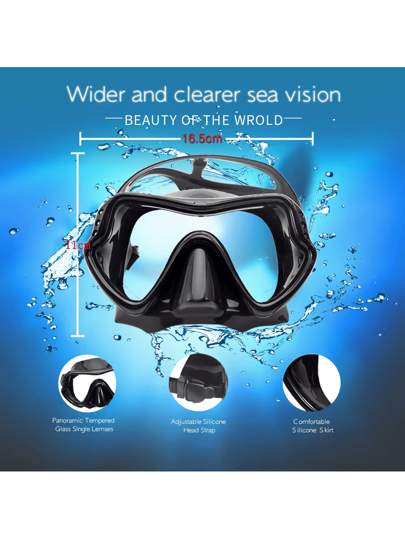 مجموعة أنبوب التنفس والمرآة للغوص للرجال والنساء، إطار كبير الحجم جديد للبالغين، مرآة وجه سيليكون للسباحة والغطس تحت الماء