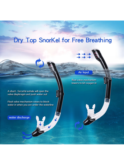 مجموعة أنبوب التنفس والمرآة للغوص للرجال والنساء، إطار كبير الحجم جديد للبالغين، مرآة وجه سيليكون للسباحة والغطس تحت الماء