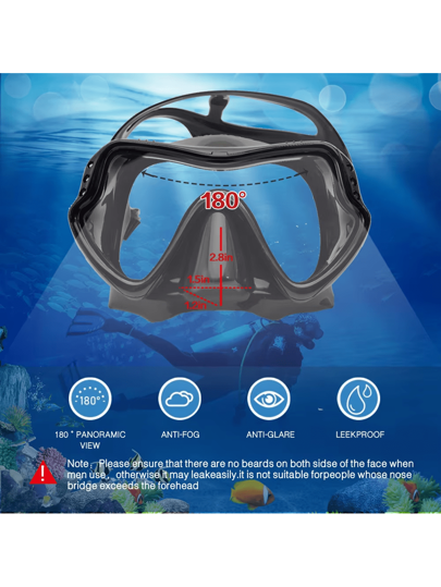 مجموعة أنبوب التنفس والمرآة للغوص للرجال والنساء، إطار كبير الحجم جديد للبالغين، مرآة وجه سيليكون للسباحة والغطس تحت الماء