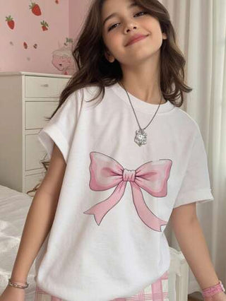 بيجاما مجموعة بيجاما للبنات المراهقات قصيرة الأكمام و البنطلون، رقبة مستديرة، نمط فراشة بسيط مناسب للصيف