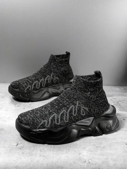 أحذية رياضية كاجوال كلاسيكية سوداء عالية الكعب مخططة من النسيج الحريري الخفيف للرجال، متعددة الاستخدامات، مريحة، مناسبة للارتداء اليومي في الهواء الطلق مع الجوارب