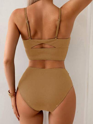طقم تانكيني حريمي Swim Basics شورت رياضي بخصر عالي لضبط البطن مزين بزهور ، طقم بكيني وتوب أسود من قطعتين ، ملابس صيفية عادية للعطلات