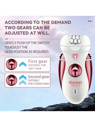Kemei جهاز حلاقة الشعر المحمول 4 في 1 موديل KM-2530، ماكينة إزالة شعر النساء الكهربائية المحترفة، ماكينة حلاقة الجسم والشعر القابلة للشحن بمنفذ USB، 1 قطعة