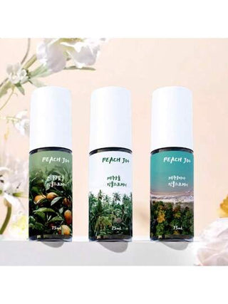 PEACH JO+ 1 زجاجة سعة 75 مل من رذاذ عطر جزيرة جيجو، خيارات تشكيلة تصل إلى 3 منها للاستعمال الداخلي والخارجي كمعطر للهواء متعدد الطبقات بترك رائحة طبيعية منعشة طويلة الأمد، عطر مثالي للمواعدة والحفلات والتجمعات والعطلات والمنزل والفندق والمكتب، هدية...