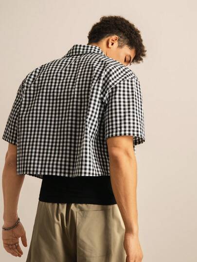 SWAVVY قميص قصير مخطط بطراز الشارع العالي والطراز الفينتاج قطعة واحدة للرجال, ملائم لأسلوب عصر التكنولوجيا 2000، مناسب لل-"هالوين" وللعودة للمدرسة