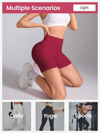 Seamluxe Sport شورت تحكم البطن ذو الخصر العالي والمظهر الأملس للنساء أثناء التمارين الرياضية، شورت للتعرق، شورت رياضي، شورت دراجات