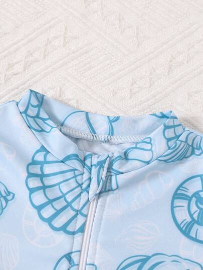 مايوه أولادي ملابس سباحة قطعة واحدة للأولاد الرضع بطبعة شواطئ موسم الأعياد