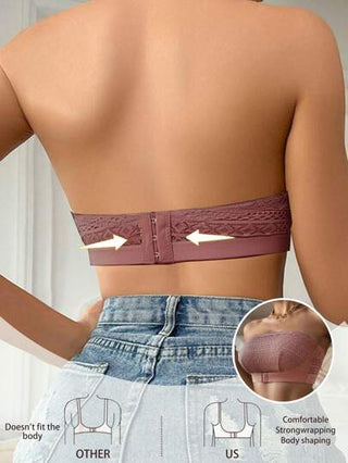 حمالة صدر نسائية بدون سلكات مع باتشورك من الدانتيل وإغلاق أمامي