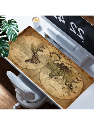 لوحة فأرة لعبة الخريطة العالمية بتصميم قديم لوحات الفأرة ممتدة كبيرة سطح مكتب مع حواف مخاطة قاعدة مطاطية مضادة للانزلاق لديكور المكتب المنزلي لوحة مكتب بحجم 35.4 * 15.7 إنش هدية مثالية للرجال والنساء والأصدقاء العودة إلى المدرسة